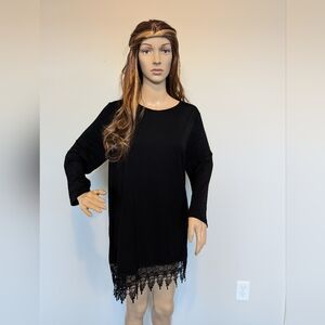 Mountain Mamas Casual Knit 3/4 Sleeve Essential Tunic with Lace Trim #789